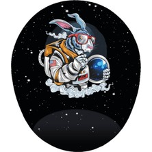 Astronot Tavşan - Bilek Destekli Tavşanlı Mousepad 20X23 cm