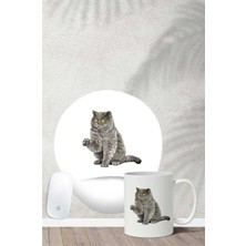 British Shorthair Desenli Bilek Destekli Mouse Pad Kupa Seti