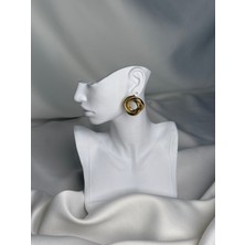 NB Steelora Modern Sarmal Halka Tasarımlı Gold Renk Kadın Küpe