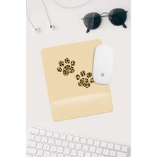 Kahverengi Pati Çizimli Bilek Destekli Dikdörtgen Mouse Pad Mouse Altlığı.