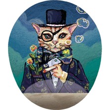 Papyon Takan Esrarengiz Kedi Görselli - Bilek Destekli Mouse Pad