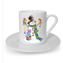 Yılbaşı Noel Temalı Baskılı Beyaz Türk Kahvesi Fincanı