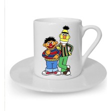 Edi ile Büdü Baskılı Beyaz Türk Kahvesi Fincanı