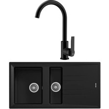 Teka Stone 60 B-Tg Siyah Granit Eviye + Teka In 915 Siyah Kuğu Mutfak Bataryası Seti