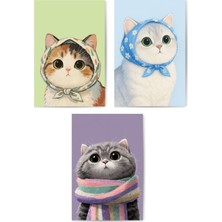 GLASSİFY 3’lü Pastel Kedi Mdf Tablo Seti