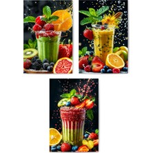 GLASSİFY 3'lü "taze ve Sağlıklı" Mdf Tablo Seti