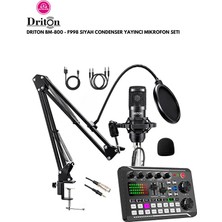 Driton BM-800 + F998 Siyah Podcast Tiktok Youtube Yayıncı Condenser Mikrofon ve Ses Kart Seti