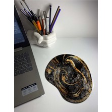 Altın Sarısı Mermer Desenli Bilek Destekli Mouse Pad