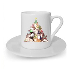 Yılbaşı Noel Temalı Baskılı Beyaz Türk Kahvesi Fincanı