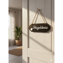 Ahşap Kapı Süsü Hoşgeldiniz Kabartma Yazılı Kapı Dekor Süsü Hediyelik Ev Dekorasyon 27X9CM