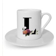 L Harfi Baskılı Beyaz Türk Kahvesi Fincanı