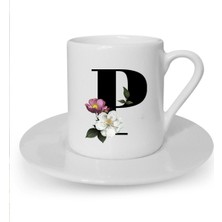 P Harfi Baskılı Beyaz Türk Kahvesi Fincanı