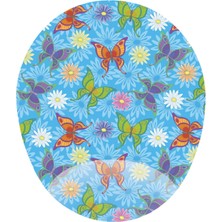 Kelebekler Görselli Mavi Zemin - Bilek Destekli Kelebekli Mousepad