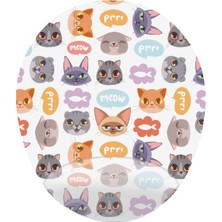 Zıpır Kediler Şirin Kafalar - Bilek Destekli Oval - Kedili Mousepad 20X23 cm
