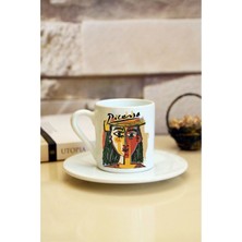 Picasso Baskılı Beyaz Türk Kahvesi Fincanı