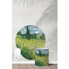 Van Gogh Greenfield Desenli Bilek Destekli Mouse Pad Kupa Seti