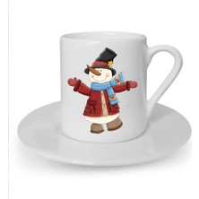 Yılbaşı Noel Temalı Baskılı Beyaz Türk Kahvesi Fincanı