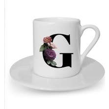 G Harfi Baskılı Beyaz Türk Kahvesi Fincanı