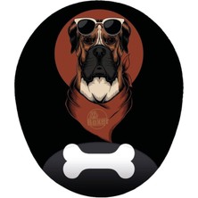 Boxer Köpek Turuncu Siyah Renkler - Bilek Destekli Köpekli Baskılı Mouse Pad 20X23 cm
