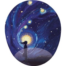 Yıldızlı Gece ve Kız - Bilek Destekli Oval Tasarım Mousepad
