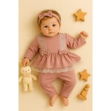 Şık dantelli kız bebek alt üst takım
