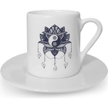 Türk Kahvesi Fincanı Ying Yang Lotus Çiçeği Meditasyon Yoga Om