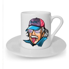 Einstein Baskılı Beyaz Türk Kahvesi Fincanı