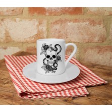 Kuru Kafa Baskılı Beyaz Türk Kahvesi Fincanı