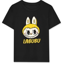 Kız Labubu Çocuk Baskılı T-Shirt - Siyah