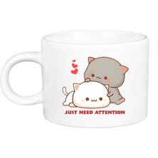 Mochi Cat Ilgiye Ihtiyacım Var Baskılı Porselen Lüks Fincan