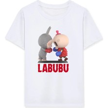 Tarz Yeri Kız Labubu Çocuk Baskılı T-Shirt - Beyaz