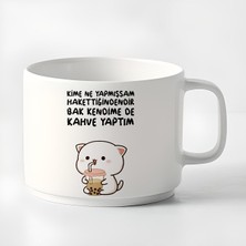 Double Türk Kahvesi Fincanı & Espresso Mochi Cat Motto Fincan Kupa 180 ml