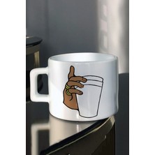 Bardak Tutan El Baskılı Çay Kahve Fincanı