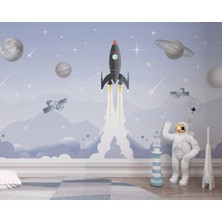 Grown Uzay Roketi Kalkışı Çocuk Odası Duvar Kağıdı