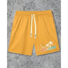 Amor Man Büyük Beden Özel Tasarım Just Cruısın Baskılı Ultra Rahat Modern Battal Erkek Bermuda Şort