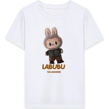 Kız Labubu Çocuk Baskılı T-Shirt - Beyaz