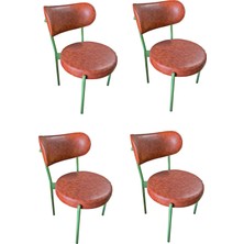 Moni Tasarım 4 Adet Metal Sandalye Deri Döşemeli Silinebilir -Yeşil Metal Kahve Suni Deri 1 4 Adet Metal Sandalye Deri Döşemeli Silinebilir -Yeşil Metal Kahve