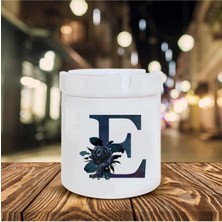 Siyah Gül E Harfi Baskılı Seramik Şık Küllük