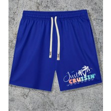 Amor Man Büyük Beden Özel Tasarım Just Cruısın Baskılı Ultra Rahat Modern Battal Erkek Bermuda Şort