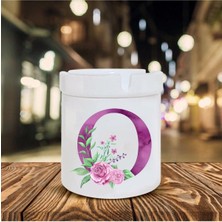 Mor Renkli O Harfi Baskılı Seramik Şık Küllük