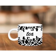 Tea Baskılı Duble Türk Kahve Fincanı 150 ml Porselen Lüks Fincan