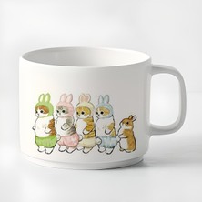 Duble Türk Kahvesi Fincanı & Espresso Tavşan Kostümlü Şirin Kediler Küçük Kupa 180 ml