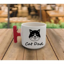 Latte & Espresso El Yapımı Cat Dad Baskılı T Kulp Kupa 200 ml