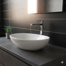 Faumix Lüks Seri Yüksek Gövdeli Çanak Lavabo Bataryası - Mat Siyah / Krom / Antrasit Gri Seçenekli