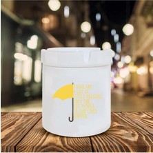 Sarı Şemsiye Baskılı Seramik Küllük