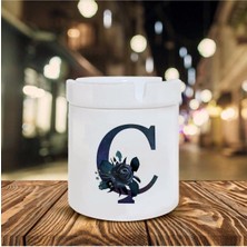 Siyah Gül Ç Harfi Baskılı Seramik Şık Küllük