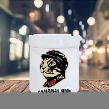 Beyaz Chairman Meow Kedi Baskılı Küllük Seramik Kül TABLASI-50111