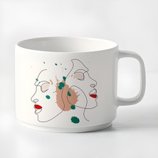 Duble Türk Kahvesi Fincanı & Espresso Fincanı Minimal Çizgisel Kadın Küçük Kupa 8x5