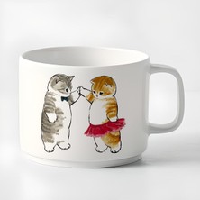 Double Türk Kahvesi Fincanı & Espresso Haylaz Kediler Fincan Kupa 180 ml