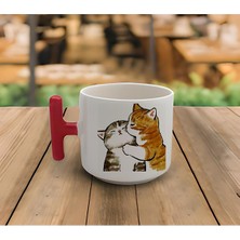 Latte & Espresso El Yapımı Haylaz Sevimli Yavru Kediler Baskılı T Kulp Kupa 200 ml